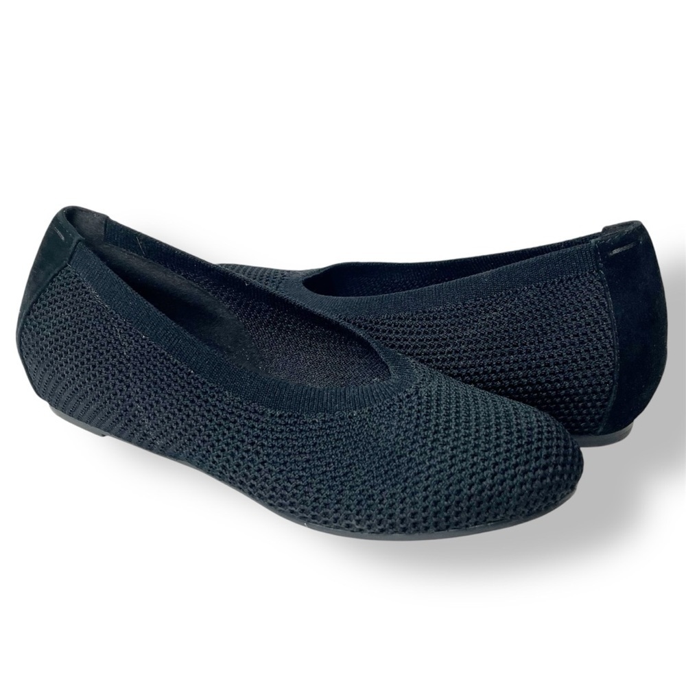 Eileen Fisher Naomi Stretch Knit Ballet Flats 6.5 black suede minimalist shoes